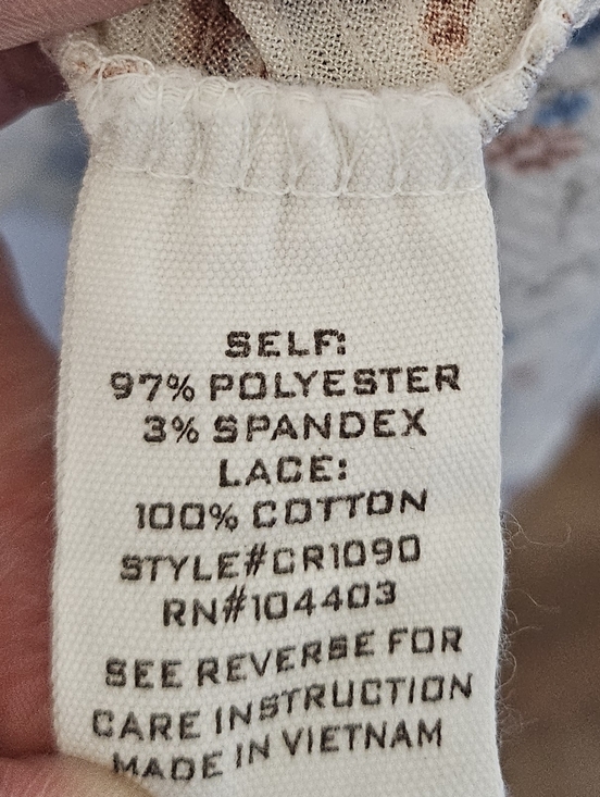 Blu Pepper Floral Babydoll Dress Medium Cottagecore Mini Lace Trim Button Front - Picture 13 of 14